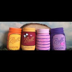 Winnie the Pooh hand painted mason jars